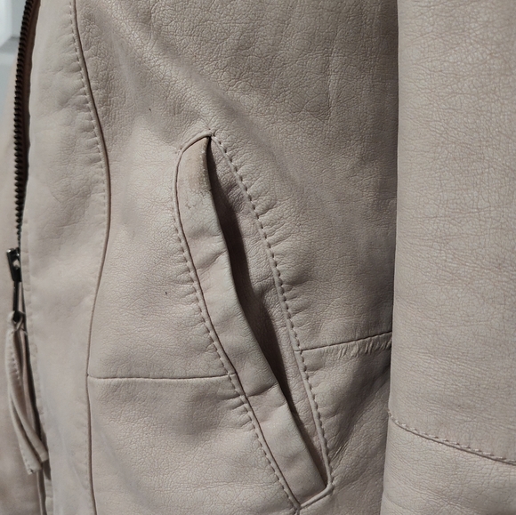 🩷GUC Free People Max Moto Inspired Full Zip Suede Faux Leather Jacket, Pink, S - Picture 15 of 16